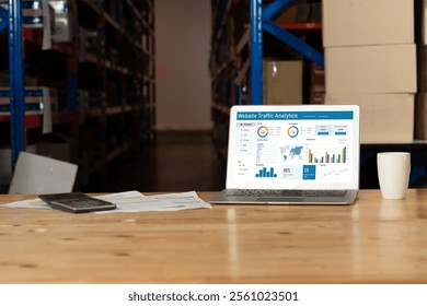 Computer software for website traffic analytics data on computer screen. Concept of SEO search engine optimization and customer targeting for online business snugly