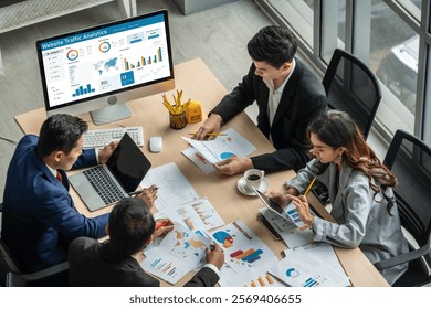 Computer software for website traffic analytics data on computer screen. Concept of SEO search engine optimization and customer targeting for online business snugly