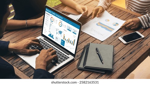 Computer software for website traffic analytics data on computer screen. Concept of SEO search engine optimization and customer targeting for online business snugly