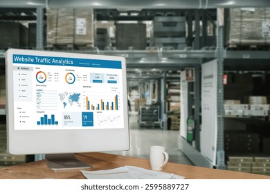 Computer software for website traffic analytics data on computer screen. Concept of SEO search engine optimization and customer targeting for online business snugly