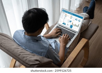 Computer software for website traffic analytics data on computer screen. Concept of SEO search engine optimization and customer targeting for online business snugly