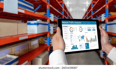 Computer software for website traffic analytics data on computer screen. Concept of SEO search engine optimization and customer targeting for online business snugly