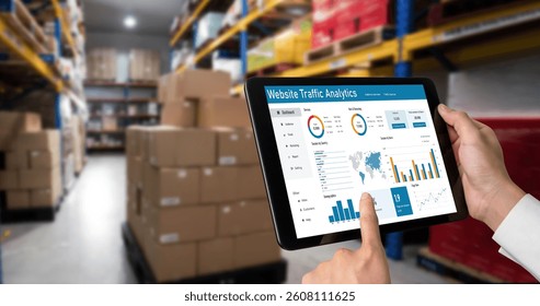 Computer software for website traffic analytics data on computer screen. Concept of SEO search engine optimization and customer targeting for online business snugly