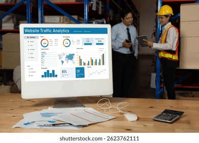 Computer software for website traffic analytics data on computer screen. Concept of SEO search engine optimization and customer targeting for online business snugly