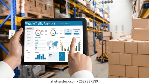 Computer software for website traffic analytics data on computer screen. Concept of SEO search engine optimization and customer targeting for online business snugly