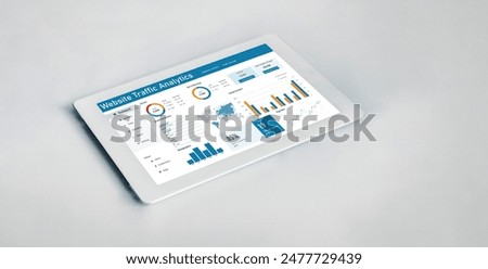Computer software for website traffic analytics data on computer screen. Concept of SEO search engine optimization and customer targeting for online business snugly