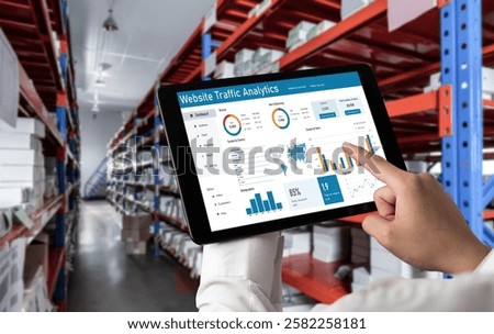 Computer software for website traffic analytics data on computer screen. Concept of SEO search engine optimization and customer targeting for online business snugly
