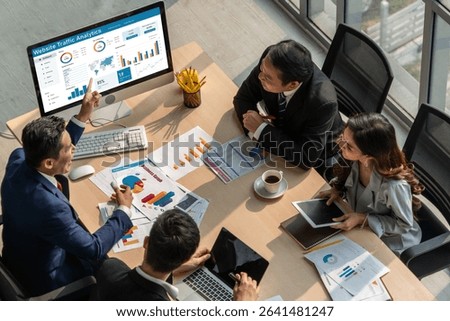 Computer software for website traffic analytics data on computer screen. Concept of SEO search engine optimization and customer targeting for online business snugly