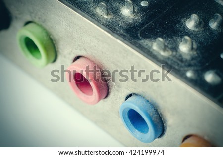 computer soundcard panel macro closeup