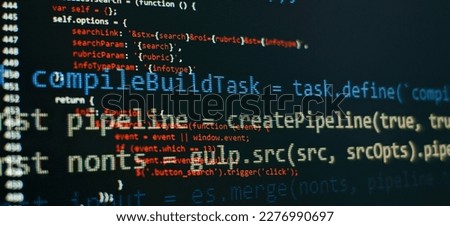 Computer source code programmer script developer.Code syntax on a computer screen