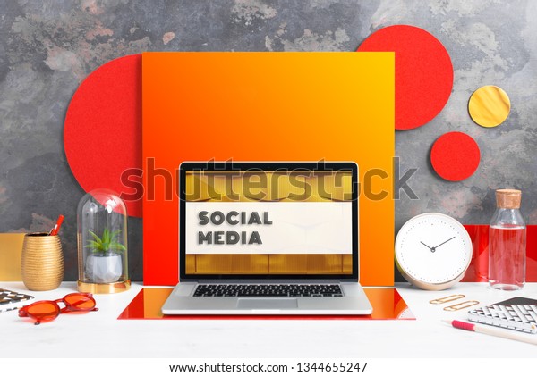 Computer Staying On Table Showing Screen Business Finance