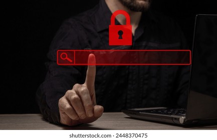 Computer system hack warning. The concept of a cyber attack on a computer network. Malicious software, viruses and cybercrime. Hacking personal data	