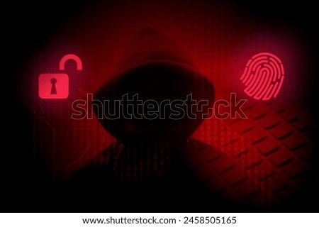 Computer system hacker steal your information; Cyber security and data privacy concept