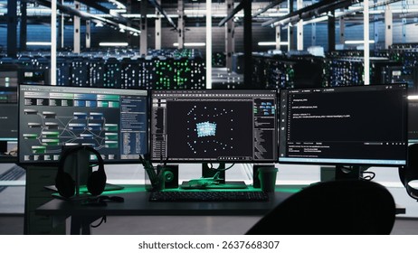 Computer systems in data center managing network resources using node tree software visualizing connections. Visual programming tools enabling efficient data processing and storage