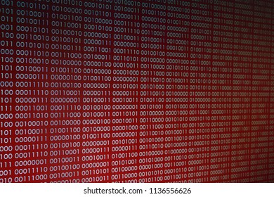 computer technology background. red binary code computer language data transfers. unsecured and dangerous big data and ai artificial intelligence cyber network. digital business environment.