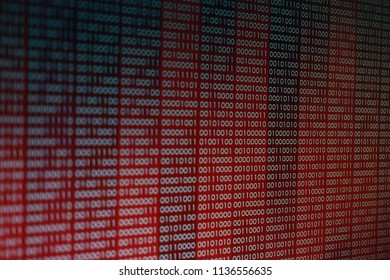 computer technology background. red binary code computer language data transfers. unsecured and dangerous big data and ai artificial intelligence cyber network. digital business environment.