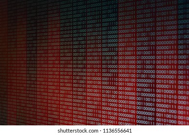 computer technology background. red binary code computer language data transfers. unsecured and dangerous big data and ai artificial intelligence cyber network. digital business environment.