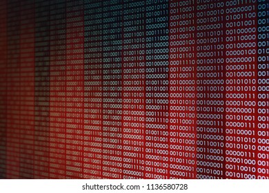 computer technology background. red binary code computer language data transfers. unsecured and dangerous big data and ai artificial intelligence cyber network. digital business environment.