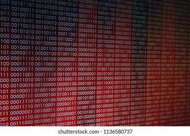 computer technology background. red binary code computer language data transfers. unsecured and dangerous big data and ai artificial intelligence cyber network. digital business environment.