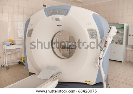 Computer tomography diagnostics in medical center. CAT Scan. Coronavirus Pandemic