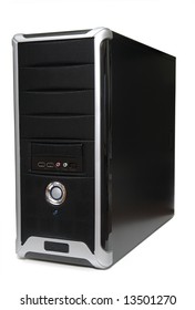 Computer Tower In Isolated White Background