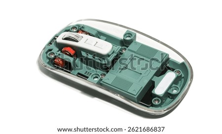 Computer transparent mouse isolated on white background. Selective focus