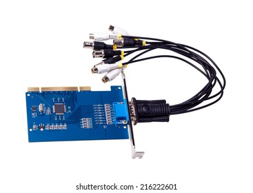 Computer video capture card isolated on white background