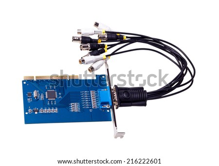 Computer video capture card isolated on white background