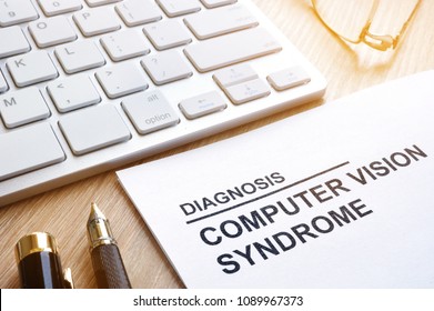 Computer Vision Syndrome Cvs Diagnosis And Keyboard.