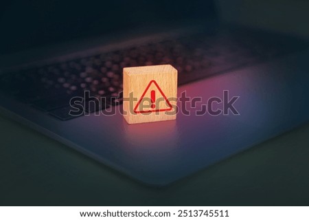 Computer warning alert; system error, Malware warning notification, Cyber security concept