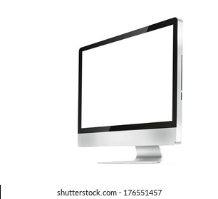 computer with white screen on a white background isolated