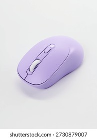 computer wireless mouse in a modern design, purple on a light background