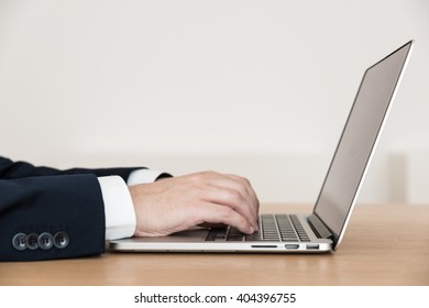Computer work typing in office.
