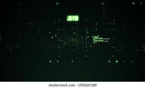 computer-made digital lines in green tones, display of a digital data grid in green tones