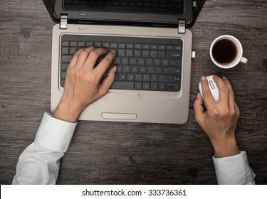 Computers and coffee and phone