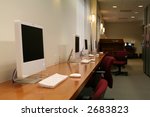computers lined up, ready for work
