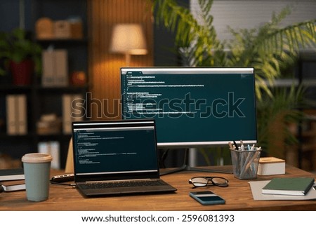 Computers With Metadata On Screen In Office