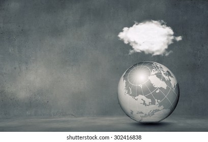Computing concept with Earth planet and cloud