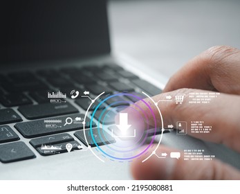 computing is system for sharing download and people's information big data.Cloud downloading Online Website Technology Concept.Business Technology Network Internet Concept.