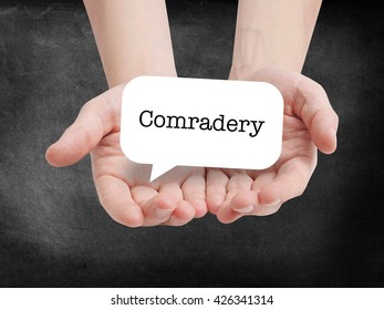 Comradery written on a speechbubble