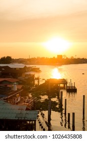 comunity riverside at sunset