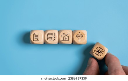con of AI artificial intelligence for compute market analysis from data warehouse, data collection for customer insight, marketing campaign or insert command prompt for data analytic with copy space.