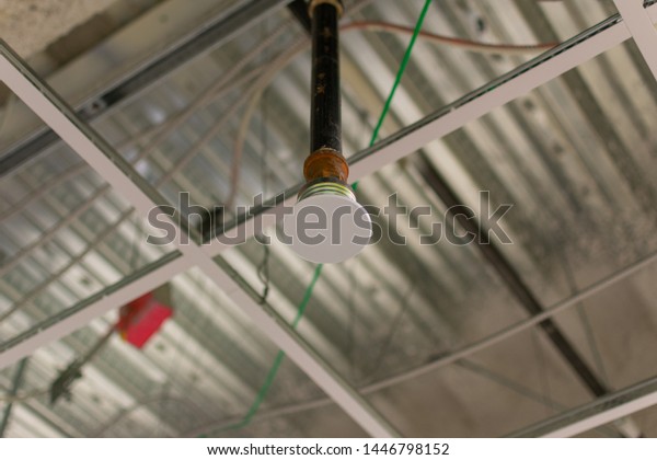 Concealed Fire Sprinkler Heads Above Ceilings Stock Photo