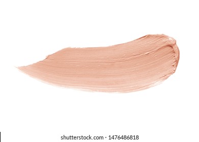 Concealer, Corrector Brush Stroke. Nude Color Correcting Cream Smudge Smear Swatch Sample. Makeup Foundation Creamy Texture