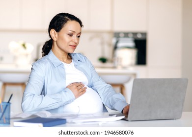 Concentrated Beautiful Successful Mixed Race Pregnant Stock Photo ...