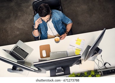 Concentrated Man Speaking On Phone