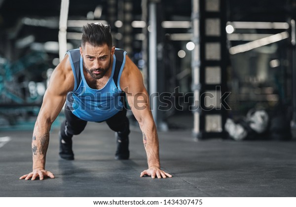 Concentrated Muscular Guy Training Gym Doing Stock Photo (Edit Now ...