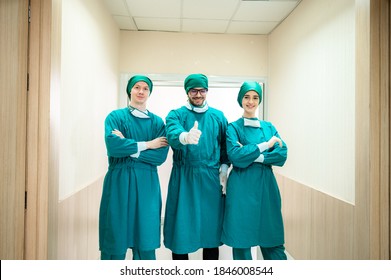 Concentrated Surgeons Engaging In Rescue Of Male Patient In Operation Room At Hospital, Emergency Case, Surgery, Medical Technology, Health Care And Disease Treatment Concept