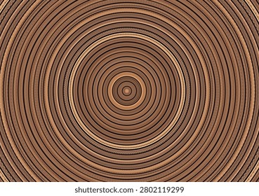 Concentric circle pattern background crafted from curved mahogany timber panels, symmetrical luxury commercial stock quality wooden backdrop template
