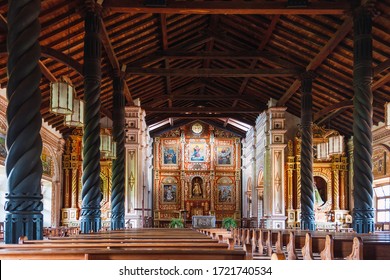 Concepcion, Bolivia; February 1 2011: Interior Of The Church Of The Jesuit Mission Of Concepción In Chiquitos, Bolivia